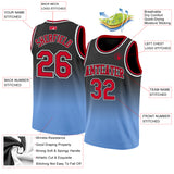 Custom Black Red-Light Blue Authentic Fade Fashion Basketball Jersey