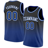 Custom Black Royal-White Authentic Fade Fashion Basketball Jersey