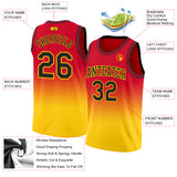 Custom Red Black-Gold Authentic Fade Fashion Basketball Jersey