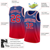 Custom Royal Red-White Authentic Fade Fashion Basketball Jersey