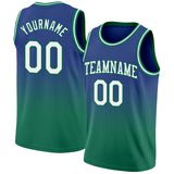 Custom Royal White-Kelly Green Authentic Fade Fashion Basketball Jersey