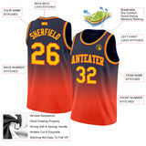 Custom Navy Gold-Orange Authentic Fade Fashion Basketball Jersey