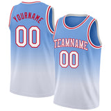 Custom Light Blue White-Red Authentic Fade Fashion Basketball Jersey