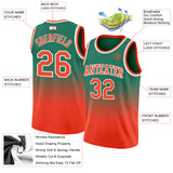 Custom Kelly Green Orange-White Authentic Fade Fashion Basketball Jersey