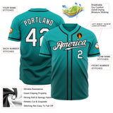 Custom Teal White-Teal Authentic Fade Fashion Baseball Jersey