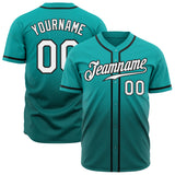 Custom Teal White-Teal Authentic Fade Fashion Baseball Jersey