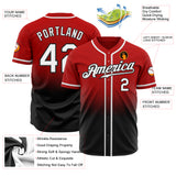 Custom Red White-Black Authentic Fade Fashion Baseball Jersey