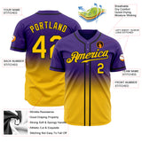 Custom Purple Yellow-Black Authentic Fade Fashion Baseball Jersey