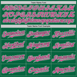 Custom Kelly Green Pink-White Authentic Gradient Fashion Baseball Jersey