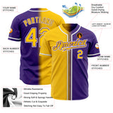 Custom Purple Yellow-White Authentic Gradient Fashion Baseball Jersey