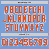 Custom Light Blue Orange-White Authentic Gradient Fashion Baseball Jersey