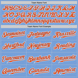 Custom Light Blue Orange-White Authentic Gradient Fashion Baseball Jersey