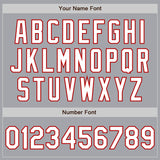 Custom Gray White Black-Red Authentic Fade Fashion Baseball Jersey