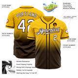 Custom Yellow White-Brown Authentic Fade Fashion Baseball Jersey