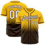 Custom Yellow White-Brown Authentic Fade Fashion Baseball Jersey
