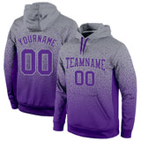 Custom Stitched Gray Purple Fade Fashion Sports Pullover Sweatshirt Hoodie