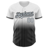 Custom White Pinstripe Silver-Black Authentic Fade Fashion Baseball Jersey