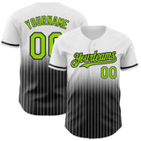 Custom White Pinstripe Neon Green-Black Authentic Fade Fashion Baseball Jersey