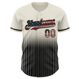 Custom Cream Pinstripe Vintage USA Flag-Black Authentic Fade Fashion Baseball Jersey