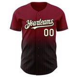 Custom Crimson Pinstripe Cream-Black Authentic Fade Fashion Baseball Jersey
