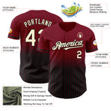 Custom Crimson Pinstripe Cream-Black Authentic Fade Fashion Baseball Jersey