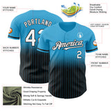 Custom Sky Blue Pinstripe White-Black Authentic Fade Fashion Baseball Jersey