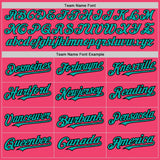 Custom Neon Pink Pinstripe Aqua-Black Authentic Fade Fashion Baseball Jersey