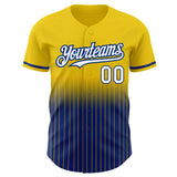Custom Yellow Pinstripe White-Royal Authentic Fade Fashion Baseball Jersey