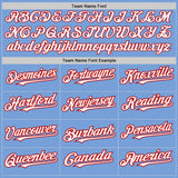Custom Light Blue Pinstripe White-Red Authentic Fade Fashion Baseball Jersey