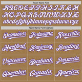 Custom Old Gold Pinstripe White-Purple Authentic Fade Fashion Baseball Jersey