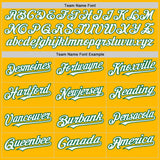 Custom Gold Pinstripe White-Kelly Green Authentic Fade Fashion Baseball Jersey