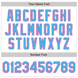 Custom White Pinstripe Sky Blue-Pink Authentic Fade Fashion Baseball Jersey