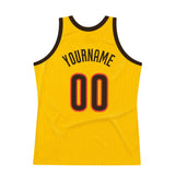 Custom Gold Brown-Orange Authentic Throwback Basketball Jersey