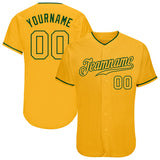 Custom Gold Gold-Green Authentic Baseball Jersey