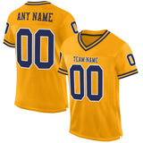 Custom Gold Navy-White Mesh Authentic Throwback Football Jersey