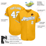 Custom Gold White-Light Blue Authentic Baseball Jersey