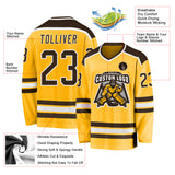 Custom Gold Brown-White Hockey Jersey