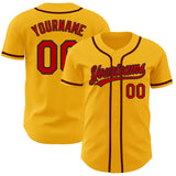 Custom Gold Red-Black Authentic Baseball Jersey