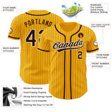 Custom Gold Brown Pinstripe Brown-White Authentic Baseball Jersey
