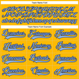 Custom Gold Light Blue-Navy Hockey Lace Neck Jersey