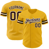 Custom Gold Brown-White Authentic Baseball Jersey