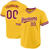 Custom Gold Maroon-White Authentic Throwback Baseball Jersey