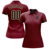 Custom Crimson Black-Cream Performance Golf Polo Shirt