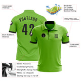 Custom Neon Green Black Performance Golf Polo Shirt