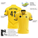 Custom Yellow Black Performance Golf Polo Shirt
