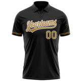 Custom Black Old Gold-White Performance Vapor Golf Polo Shirt