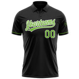 Custom Black Neon Green-White Performance Vapor Golf Polo Shirt