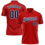 Custom Red Navy-White Performance Vapor Golf Polo Shirt