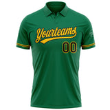 Custom Kelly Green Black-Yellow Performance Vapor Golf Polo Shirt