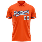 Custom Orange White-Navy Performance Vapor Golf Polo Shirt